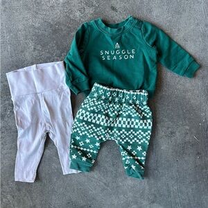 Green "Snuggle Season" Baby Sweatshirt & Matching Pants Set